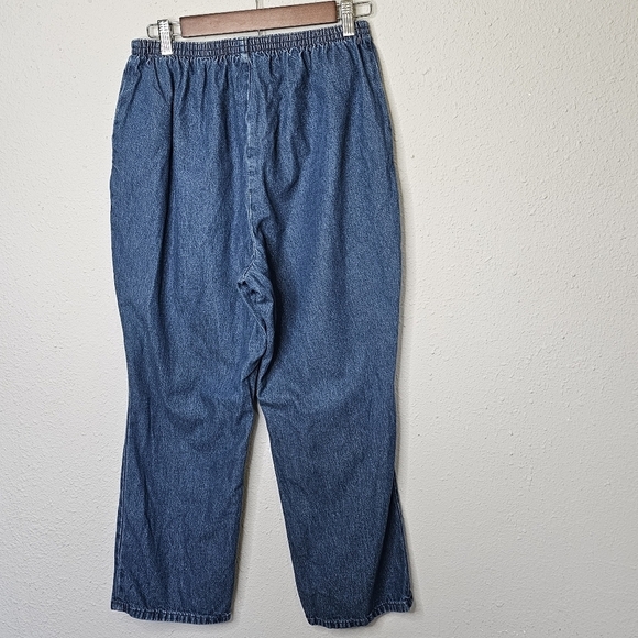 Chic Womens 16 Petite Elastic Waist Blue Jean Pull On Pants High Rise Stretch - Picture 7 of 11